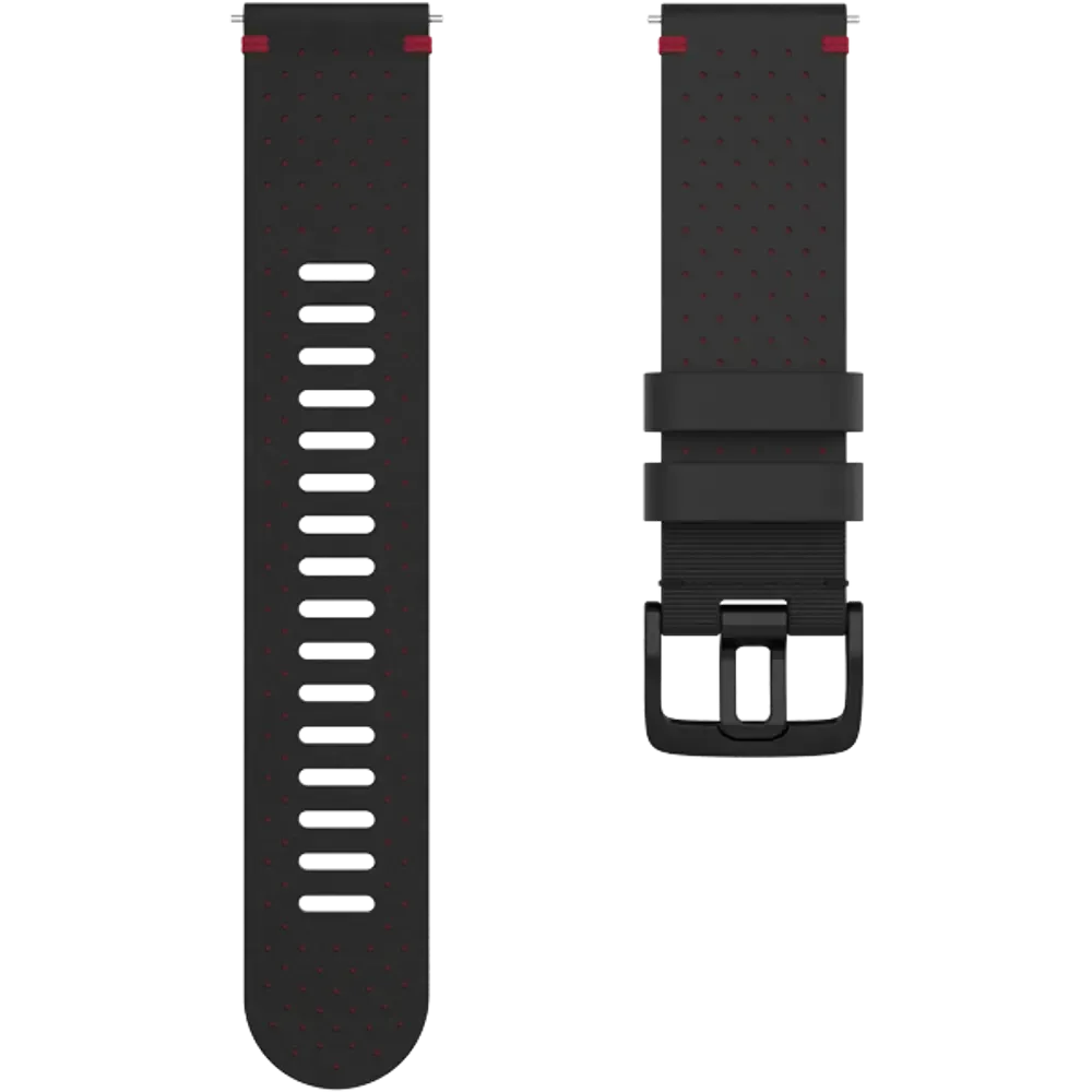 Řemínek Polar, perforovaná kůže, 22 mm - Černá - M-L