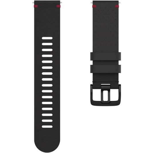 Řemínek Polar, perforovaná kůže, 22 mm - Černá - M-L